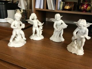 Vintage Dresden Cherubs/angels Four Seasons Set,  Unglazed Bisque Porcelain