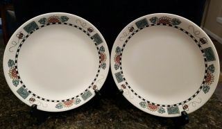 Corelle By Corning Sunblossoms Dinner Plates 10 1/4 " Set Of 2 Usa Made Euc