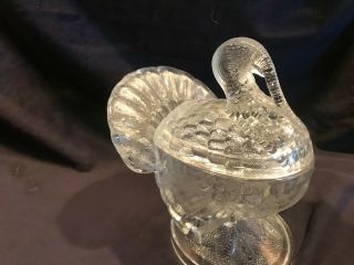 Vintage Clear Turkey Glass Candy Dish Thanksgiving