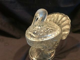 Vintage Clear Turkey Glass Candy Dish Thanksgiving 3