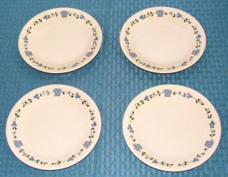 (4) Corning Corelle Usa Blueberry Bouquet 6 3/4 " Bread & Butter Side Plates Vgd