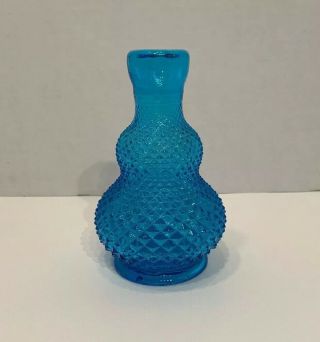 Vintage French Blue Cut Crystal Line Facet Diamond Cut Bud Vase