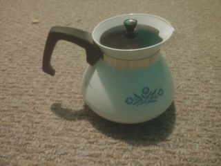Corning Ware Vintage Teapot Coffee Pot 4 Cup Cornflower Blue With Sslid & Handle