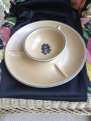 Vintage Pfaltzgraff Chip & Dip Serving Tray With Bowl