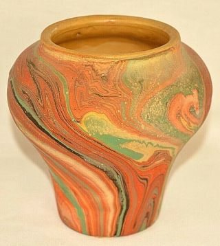 Vintage Handcrafted Multi - Colored Nemadji Swirl Clay Studio Art Pot,  C.  1942