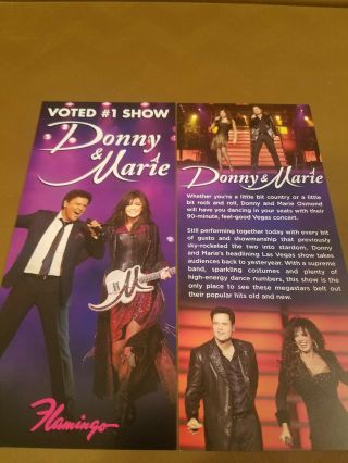 2x Donny & And Marie Osmond Las Vegas Show Flamingo Hotel Flyer Casino Ad Card