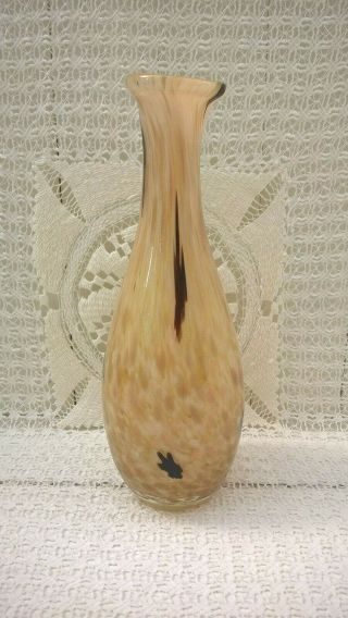 MURANO BROWN AND GOLD ART GLASS VASE 2