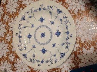 For J Churchill Finlandia Chop Plate Platter Dinnerware China Blue And White