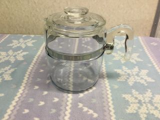 Stovetop Pyrex Flameware 6 - 9 Cup Glass Coffee 7759 Percolator Pot & Lid Only