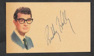 Buddy Holly Autograph Reprint On Period 1950s 3x5 Card Pht