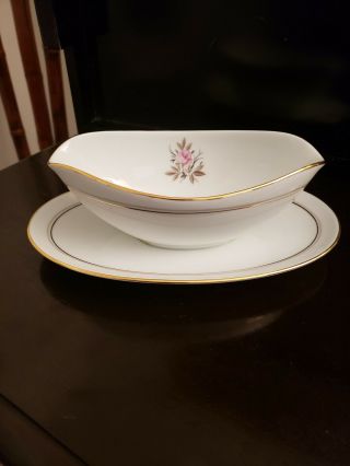 Noritake Fine China Gravy Boat With Attached Underplate 5510 Daryl