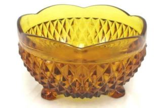 Amber Glass Texture Diamond Footed Candy Dish Display Bowl Retro