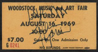 Janis Joplin Autograph & Woodstock Ticket Reprint On 1960s Card 9028