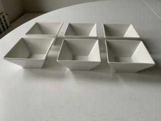 Set Of 6 Tannex White Tie Porcelain Square Small Appetizer Bowls Dish Exc