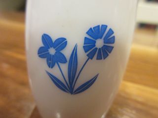 Vtg Corning Ware Cornflower Blue Salt & Pepper Shakers Milk glass & Metal Gemco 4