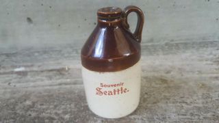 Antique Miniature Stoneware Bottle Jug Souvenir Seattle