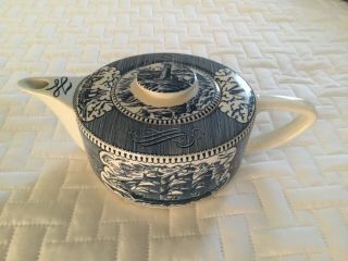 Currier And Ives Royal China Teapot With Full Scroll.