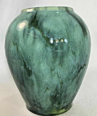 Vintage Brush McCoy Pottery Blue Green ONYX Vase 050 6.  5 