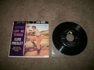 Vintage Elvis Presley Love Me Tender 45 Rpm Record Epa - 4006 W/ Picture Sleeve