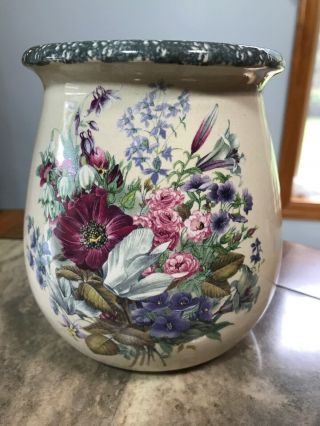 Home & Garden Party Pottery Utensil Holder Floral Gorgeous