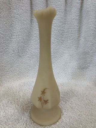 Vintage Fenton Custard Glass Bud Vase Signed K Boley 8” Tall 2