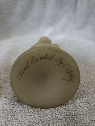 Vintage Fenton Custard Glass Bud Vase Signed K Boley 8” Tall 4
