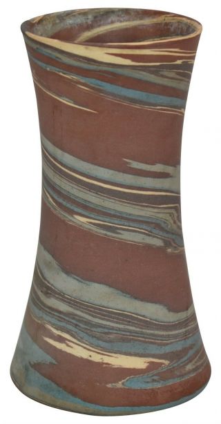 Vintage Niloak Pottery Mission Swirl Brown Hour Glass Shaped Vase