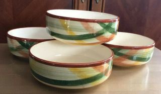 4 Rare Vintage Vernonware Vernon Kilns Homespun Cereal Bowls 5 1/8”x2”
