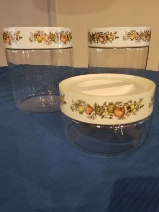 Vintage Pyrex Spice Of Life Glass Canister Set Of 3 - - 1 Small And 2 Large