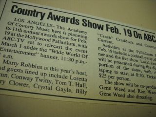 Award Show 1976 Music Biz Trade Article Conway Twitty Crystal Gayle Jerry Clower