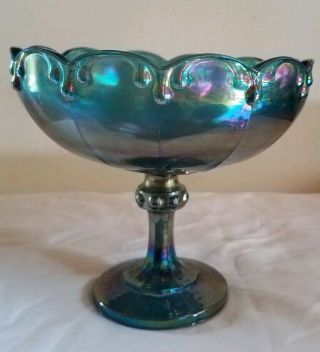 Vintage Blue Carnival Glass Candy Dish/ Bowl,  Indiana