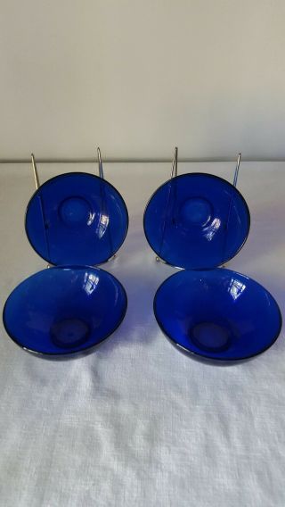 Set Of 4 Vintage Cobalt Blue Deep Cereal/salad Bowls