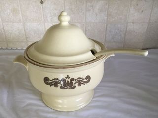 Vintage Pfaltzgraff Soup Tureen With Lid And Ladle - Village Pattern