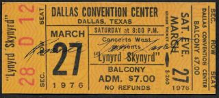Ronnie Van Zant Autograph & Concert Ticket Reprint On 1970s Card 9015