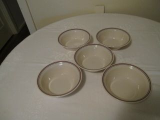 Five Correlle Abundance/ Country Morning Cereal Bowls Blue/maroon Stripe