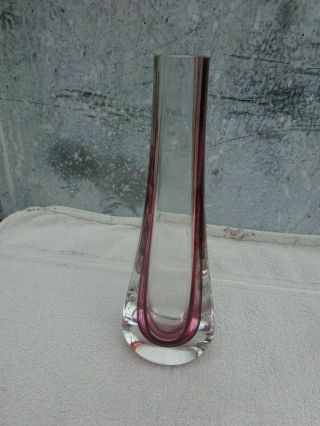 Vintage Sommerso Murano Art Glass Stem Vase Brown & Pinkish Colour
