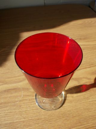 Vintage Antique Collectable Retro Ruby Glass Goblet Large