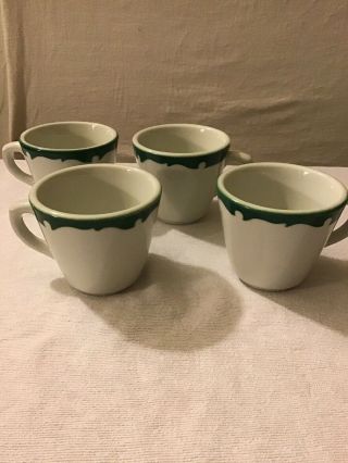 Vintage Shenango China Restaurant Ware Green Crest Coffee Cups,  Set Of 4,