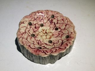 Antique Weller Art.  Pottery Flower Frog - Tree Trunk,  Mouse House Adorable