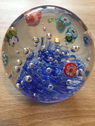 Murano Art Glass Controlled Bubble Paperweight