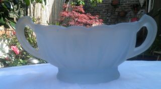 Vintage Art Deco 1930s Green Bagley Blue Glass Evesham Small 7 X 3 In Posy Bowl