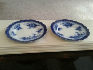 2 Antique Flow Blue Dinner/salad Plates Stanley Pottery Touraine England 1901 - 31