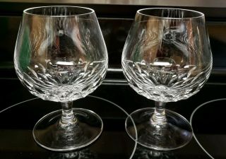 Gorgeous Set Of 2 Fine Quality Cut Crystal Brandy Snifters Cordial Glasses