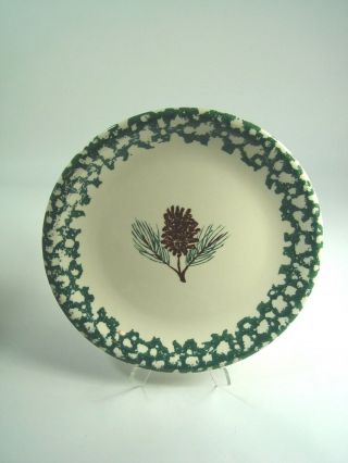 6 Folk Craft Pine Cone By Tienshan Green 7.  5 " Salad / Desert Plate