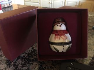 Villeroy & Boch Snowman Hinged Trinket Box 1748 Christmas Ornament Collectible