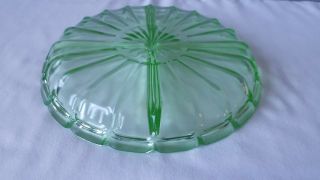 Vintage Green Depression Glass 4 - part Divided Serving Condiment Relish Dish 4
