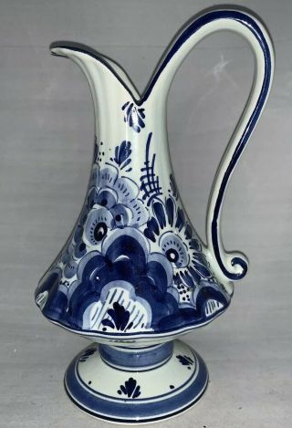 Vintage Delft Holland Small Pitcher/ewer,  Floral,  Blue & White,  Handpainted