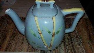 Weil Ware Tea Pot Bamboo Gray Yellow Vintage California
