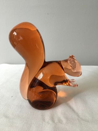 Vintage Wedgwood Glass Squirrel In Amber Paperweight 9.  5 Cm