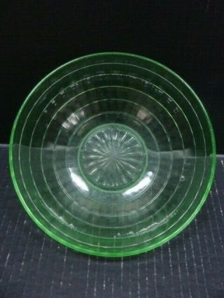 Anchor Hocking? Green Depression Glass Block Optic Serving Bowl 8 " Diam X 2.  5 "